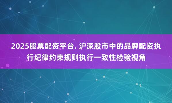 2025股票配资平台. 沪深股市中的品牌配资执行纪律约束规则执行一致性检验视角